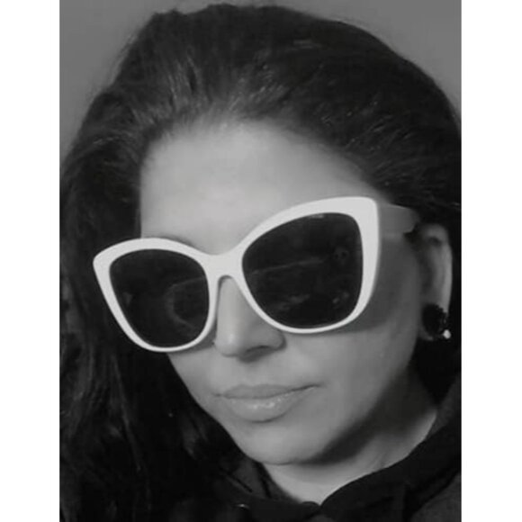 🆕Women White Polarized Cat Eye Sunglasses Vintage Jackie O American Square - Picture 3 of 7